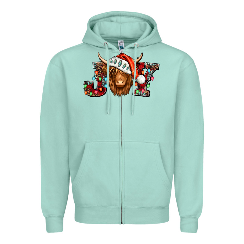 Joy Christmas Shaggy Cow Zipper Hoodie by Jasminsmagicworld | Teevron