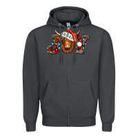 Smoke joy christmas shaggy cow Zipper Hoodie - Jasminsmagicworld