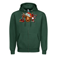 Sports Green joy christmas shaggy cow Zipper Hoodie - Jasminsmagicworld