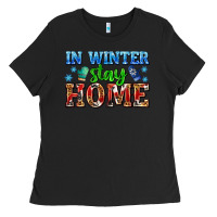 Black in winter stay home with gloves Ladies Tee - AdoDesignShop