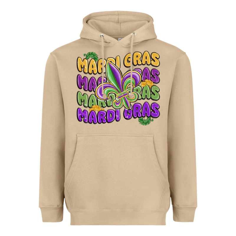 Mardi Gras With Fleur De Lis Heavyweight Hoodie by MaliasSmallBusiness | Teevron