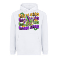White mardi gras with fleur de lis Heavyweight Hoodie - MaliasSmallBusiness