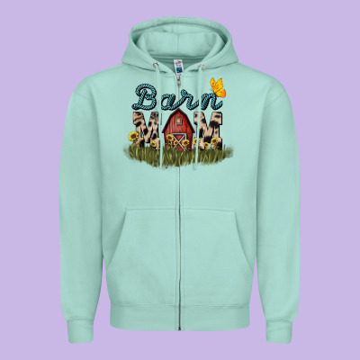 Barn Mom Sunflower Zipper Hoodie Designed By Nancycooperartshop