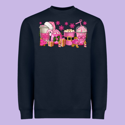 Pink Christmas Coffee Cups Heavyweight Sweatshirt Designed By Texasbilliewilder
