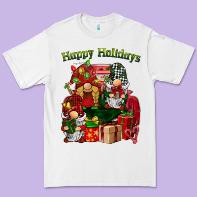 Happy Holidays Gnomes Truck Premium Tee Designed By Barkaloodesign