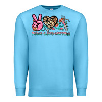 Ocean Blue peace love nursing Premium Sweatshirt - NancyCooperArtShop