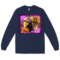 Navy witchy cat tumbler Long Sleeve Tee - BundleAndBundleShop