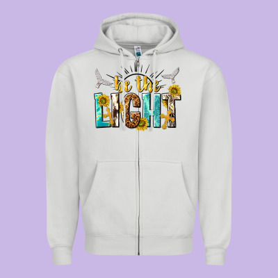 Be The Light Zipper Hoodie Designed By Nancycooperartshop