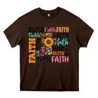 Chocolate Brown faith cross Heavy Core Tee - Artiststas