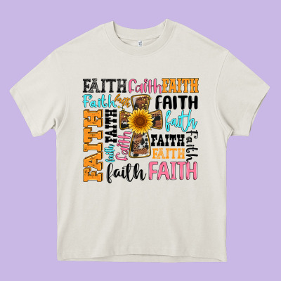 Faith Cross Heavy Core Tee Designed By Artiststas