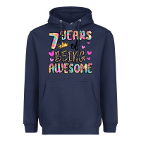 Navy 7 years of being awesome Heavyweight Hoodie - MaliasSmallBusiness