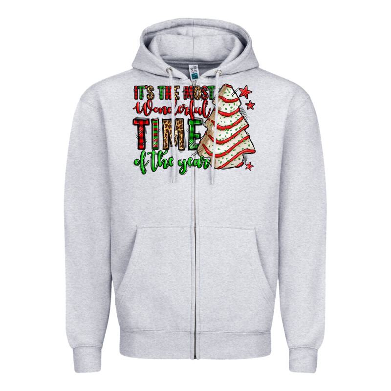 It's The Most Wonderful Time Of The Year Christmas Tree Cake Zipper Hoodie by Jasminsmagicworld | Teevron