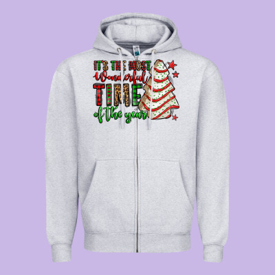 It's The Most Wonderful Time Of The Year Christmas Tree Cake Zipper Hoodie Designed By Jasminsmagicworld