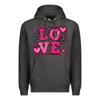 Charcoal Heather Love leopard frame Premium Hoodie - LillyAllenDesigns