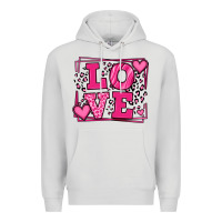 Dove Grey Love leopard frame Premium Hoodie - LillyAllenDesigns