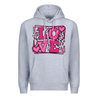 Heather Grey Love leopard frame Premium Hoodie - LillyAllenDesigns