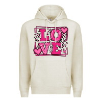 Oatmeal Heather Love leopard frame Premium Hoodie - LillyAllenDesigns