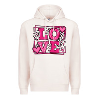 Pale Pink Love leopard frame Premium Hoodie - LillyAllenDesigns