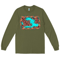 Army Green easter Leopard turquoise background Long Sleeve Tee - JahusDesignShop