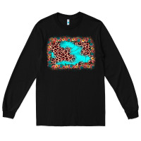 Black easter Leopard turquoise background Long Sleeve Tee - JahusDesignShop