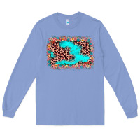 Colony Blue easter Leopard turquoise background Long Sleeve Tee - JahusDesignShop