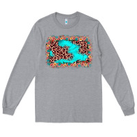Heather Grey easter Leopard turquoise background Long Sleeve Tee - JahusDesignShop