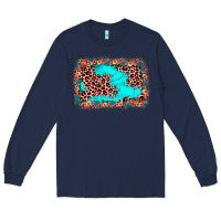 Navy easter Leopard turquoise background Long Sleeve Tee - JahusDesignShop