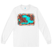 White easter Leopard turquoise background Long Sleeve Tee - JahusDesignShop