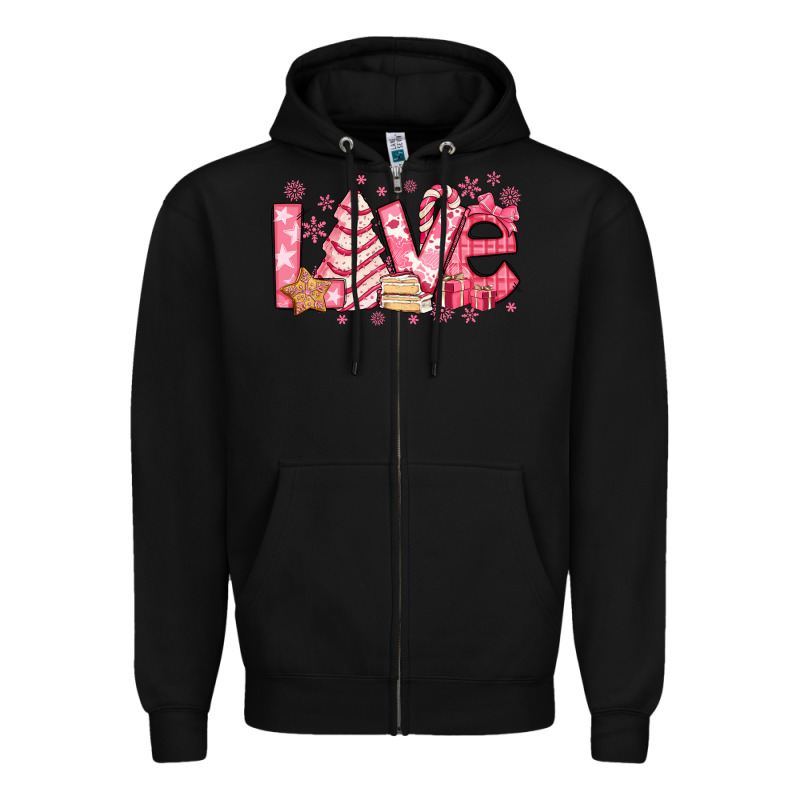 Love Pink Christmas Tree Cake Zipper Hoodie by Jasminsmagicworld | Teevron