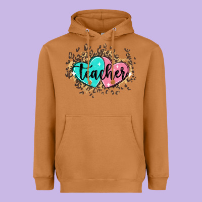 Heart Teacher Heavyweight Hoodie Designed By Maliassmallbusiness