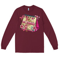 Burgundy pink cancer ribbon and october calendar Long Sleeve Tee - AdoDesignShop