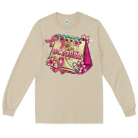 Mushroom pink cancer ribbon and october calendar Long Sleeve Tee - AdoDesignShop