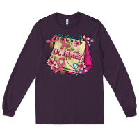 Plum pink cancer ribbon and october calendar Long Sleeve Tee - AdoDesignShop