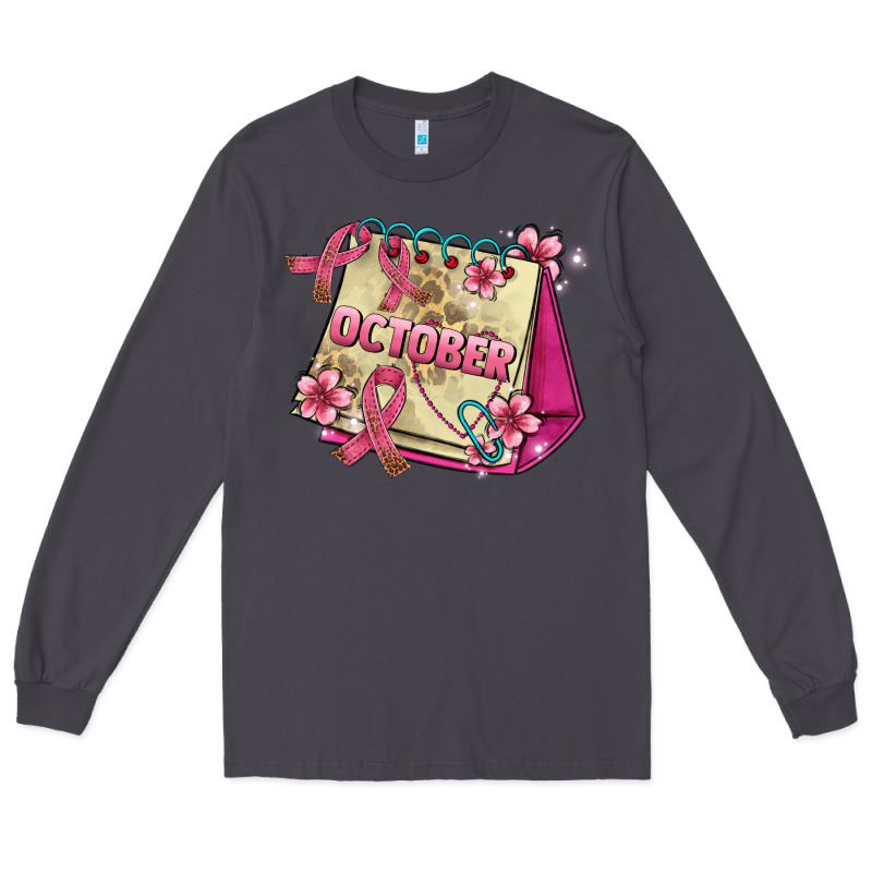 Pink Cancer Ribbon And October Calendar Long Sleeve Tee by AdoDesignShop | Teevron