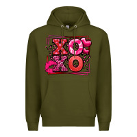 Army Green Xoxo Valentine's Day leopard frame Premium Hoodie - LillyAllenDesigns