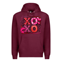 Burgundy Xoxo Valentine's Day leopard frame Premium Hoodie - LillyAllenDesigns