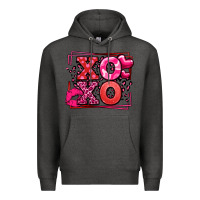 Charcoal Heather Xoxo Valentine's Day leopard frame Premium Hoodie - LillyAllenDesigns