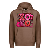 Chestnut Xoxo Valentine's Day leopard frame Premium Hoodie - LillyAllenDesigns