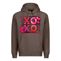 Coffee Xoxo Valentine's Day leopard frame Premium Hoodie - LillyAllenDesigns