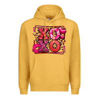 Mustard Xoxo Valentine's Day leopard frame Premium Hoodie - LillyAllenDesigns