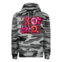 Slate Camo Xoxo Valentine's Day leopard frame Premium Hoodie - LillyAllenDesigns