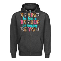 Charcoal Heather be kind be true be you Zipper Hoodie - NancyCooperArtShop