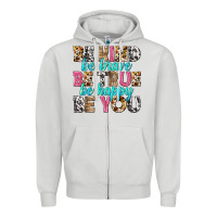 Dove Grey be kind be true be you Zipper Hoodie - NancyCooperArtShop