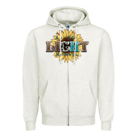 Oatmeal Heather be the light matthew Zipper Hoodie - NancyCooperArtShop