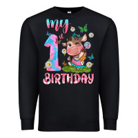 Black my 1 st birthday with little cute cow Premium Sweatshirt - NancyCooperArtShop