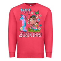 Cardinal my 1 st birthday with little cute cow Premium Sweatshirt - NancyCooperArtShop