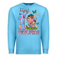 Ocean Blue my 1 st birthday with little cute cow Premium Sweatshirt - NancyCooperArtShop