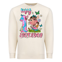 Sandshell my 1 st birthday with little cute cow Premium Sweatshirt - NancyCooperArtShop