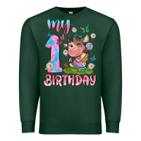 Sports Green my 1 st birthday with little cute cow Premium Sweatshirt - NancyCooperArtShop