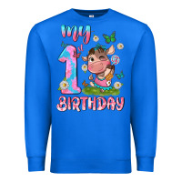 True Royal my 1 st birthday with little cute cow Premium Sweatshirt - NancyCooperArtShop